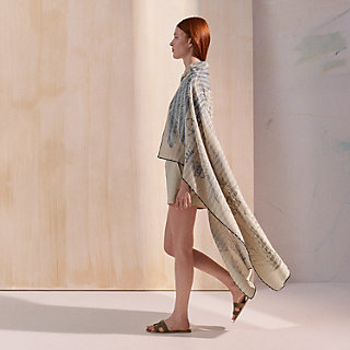 極美品 HERMES ロングスカート カシミヤ シルク バイカラー 36 カレジェアン-カシミヤシルク-《